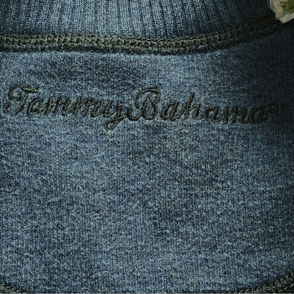 Tommy Bahama Tobago Bay Half Zip Sweater Dark Gray & Blue 100% Cotton Medium - Picture 6 of 6